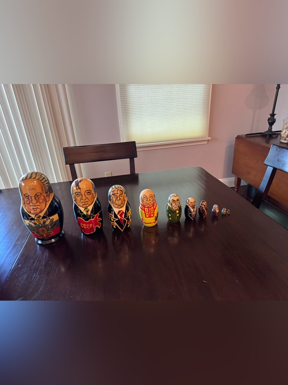 Vintage 10” Russian Leaders Matryoshka Nesting Dolls Set of 9